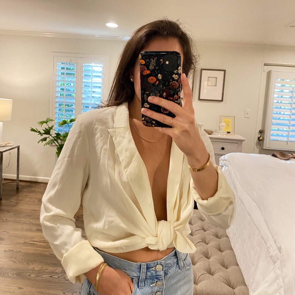 ANTHROPOLOGIE SIZE 4 CREAM BLAZER BUTTON DOWN